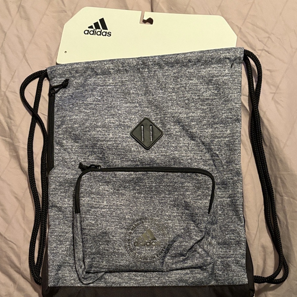 Adidas Heathered Gray Drawstring Backpack